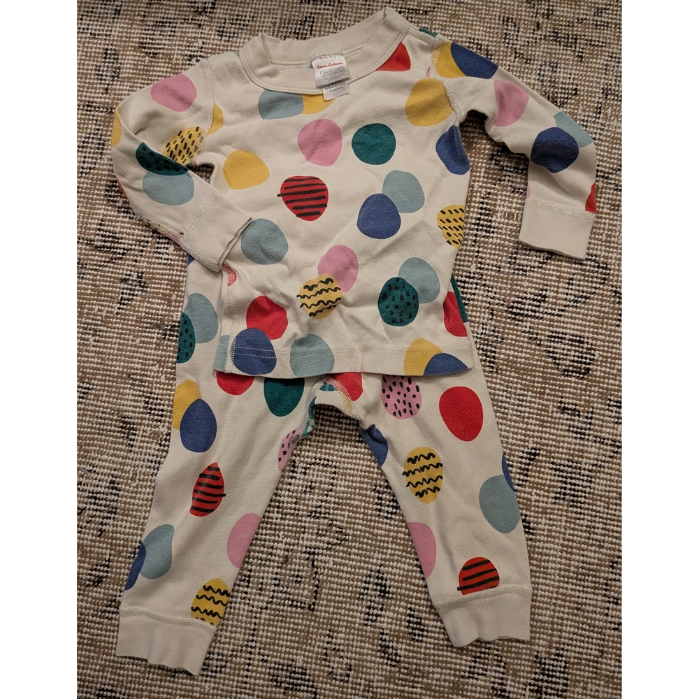 Hanna Andersson Multicolor Eggs Kids Pajama Set Size 2T